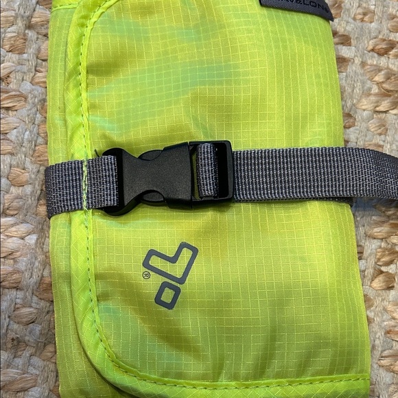 Travelon Neon Green Travel Pouch with Gray Strap- tech accessory organizer - Picture 5 of 6